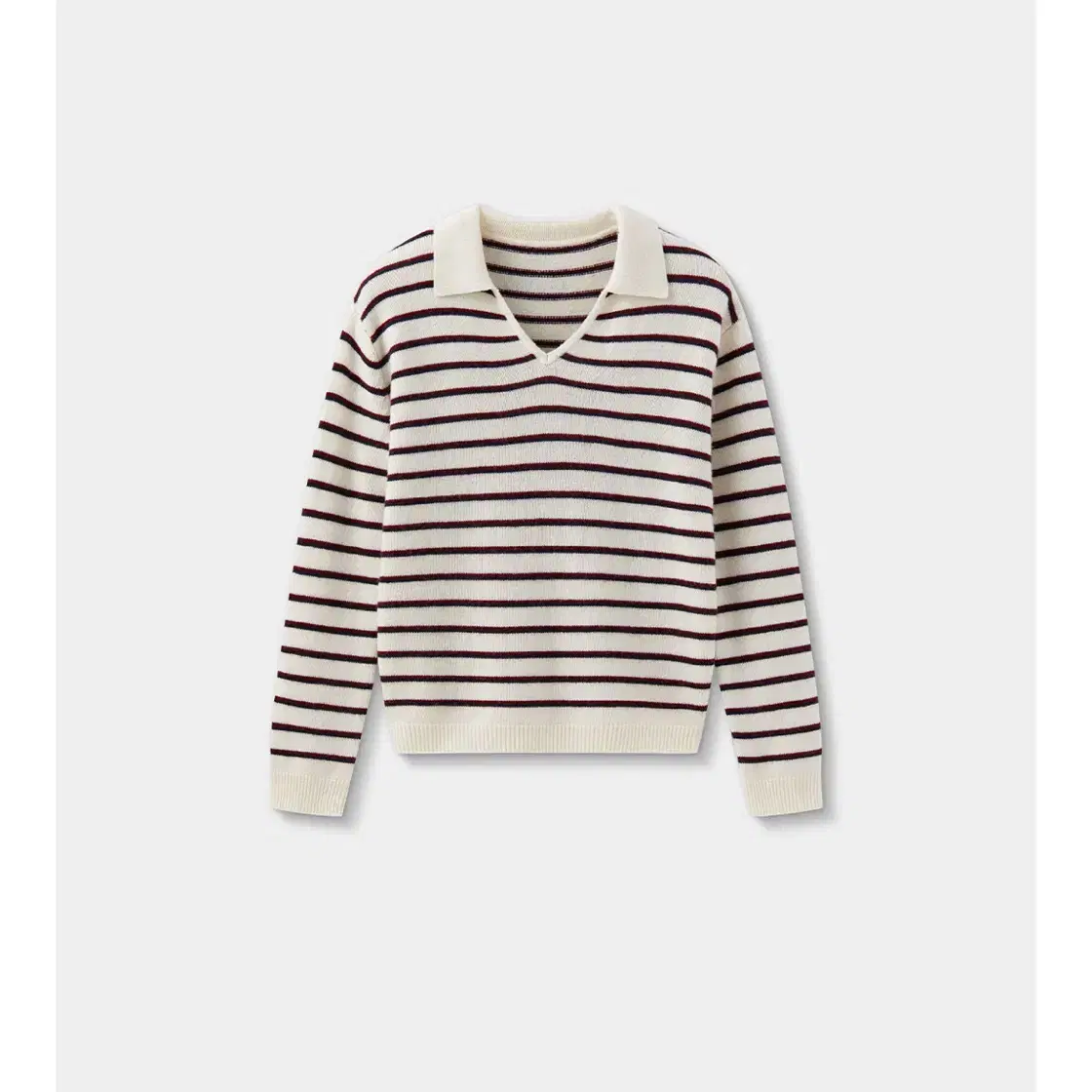 르니나 marche v neck collar stripe knit