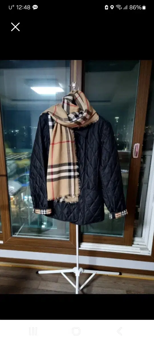 Burberry Check Wool Scarf Camel Beige New in box