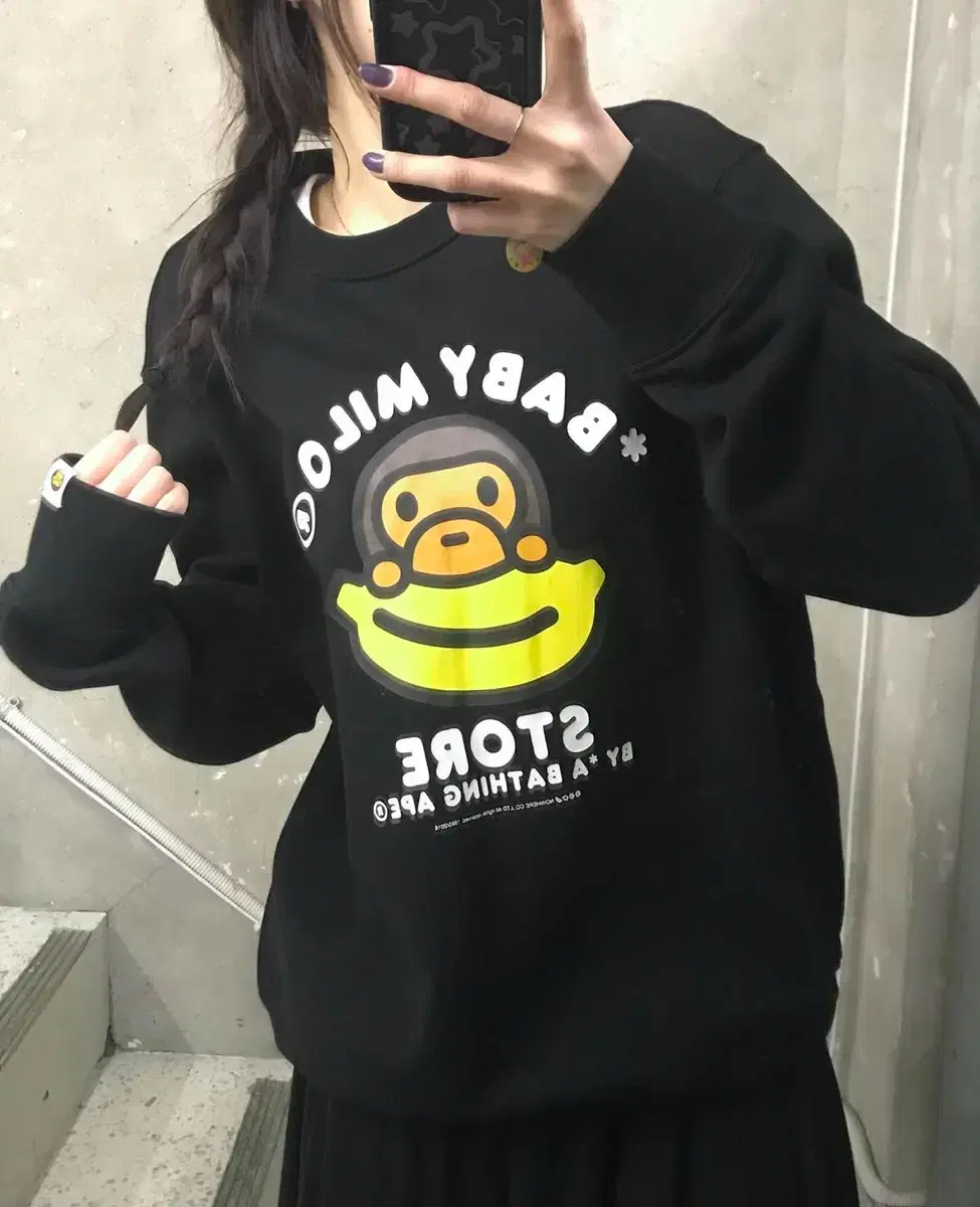 Bape Babymilo 베이비마일로 블랙 맨투맨