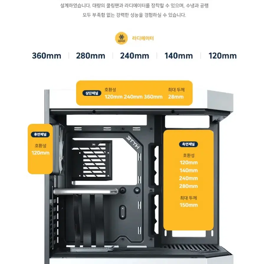 HYTE Y60 스노우 화이트+리안리ST120 6EA 새제품