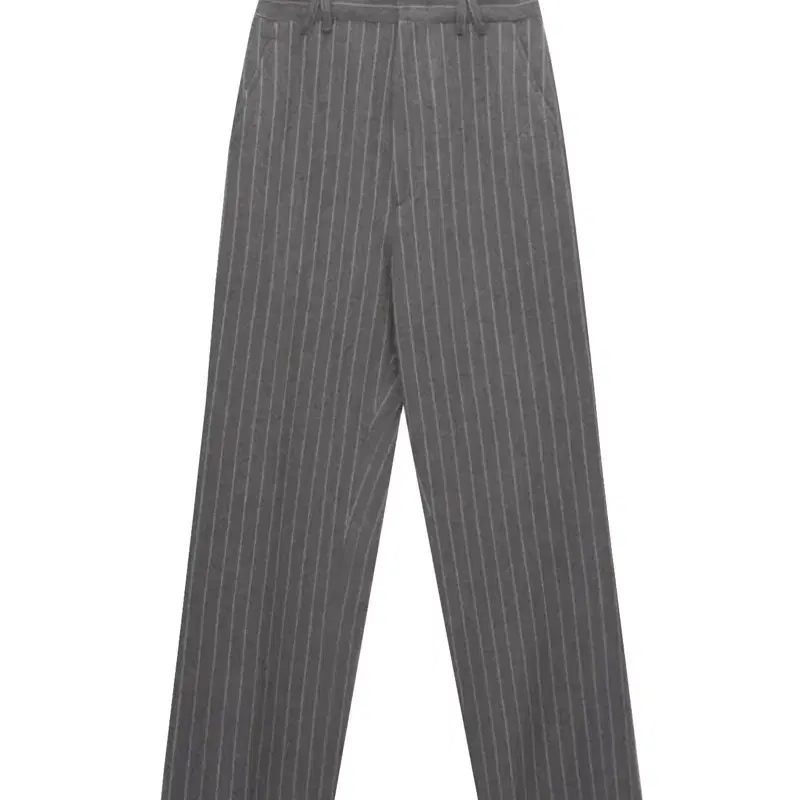 [L] STU Stripe Straight Wool Slacks Grey