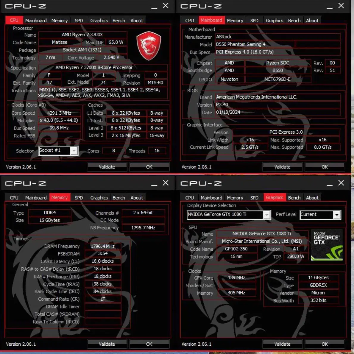 레드베놈(카니지) 블랙엔레드 3700x 고수율 1080TI 게이밍컴퓨터