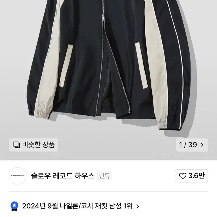 슬로우 레코드 하우스 파이핑 라인 나일론 자켓 네이비 판매합니다