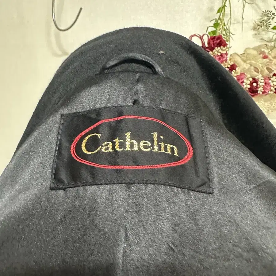 Cathelin 수압 블랙 캐시미어10%롱코트