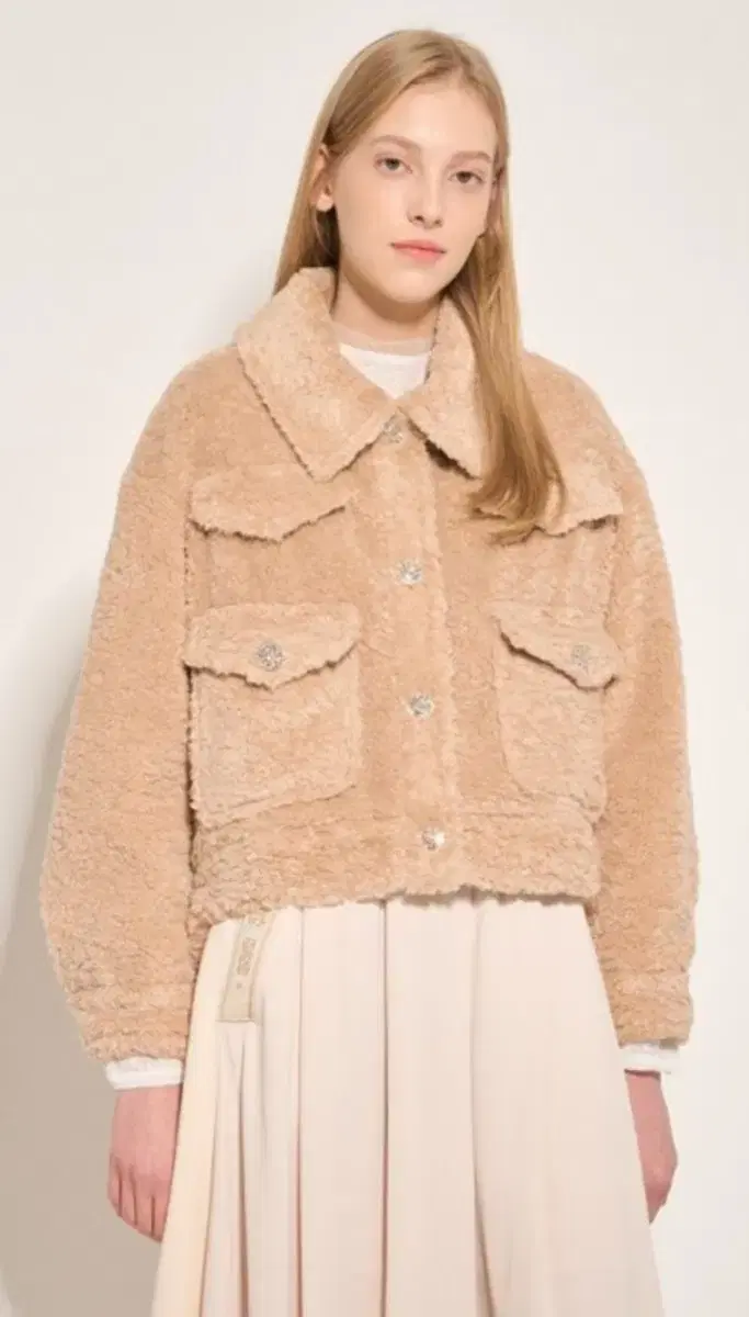 Ozsecond Crystal-button bouclé jacket