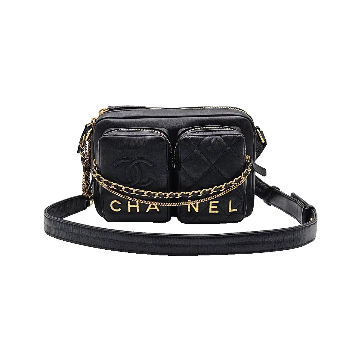 샤넬 Chanel AS2923 블랙 시즌 더블 포켓 카메라백