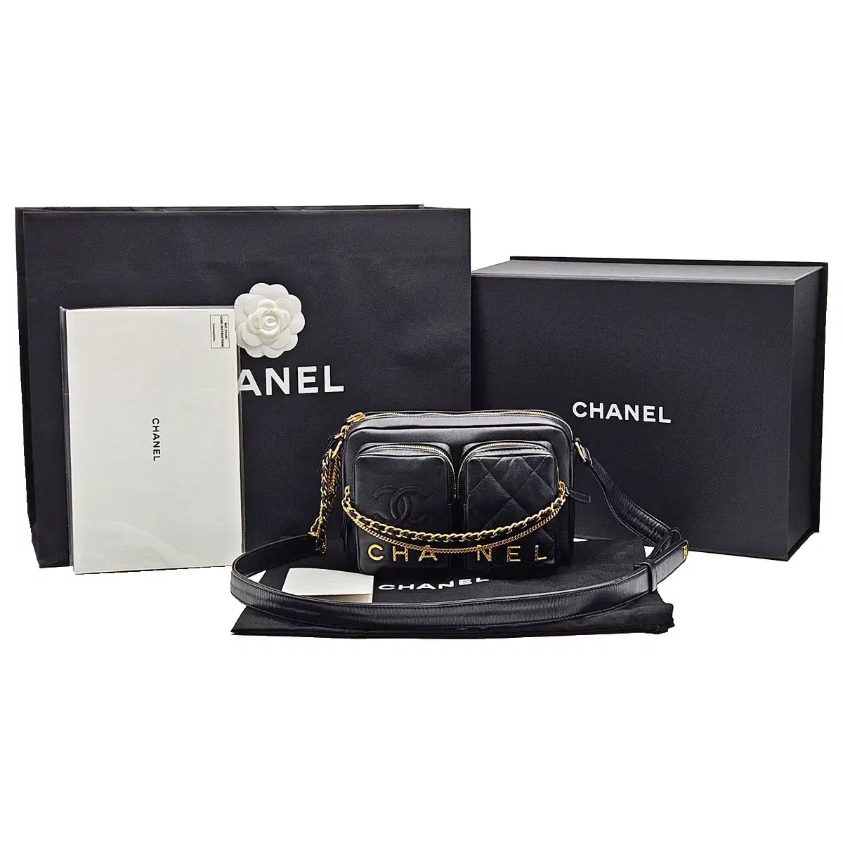 샤넬 Chanel AS2923 블랙 시즌 더블 포켓 카메라백