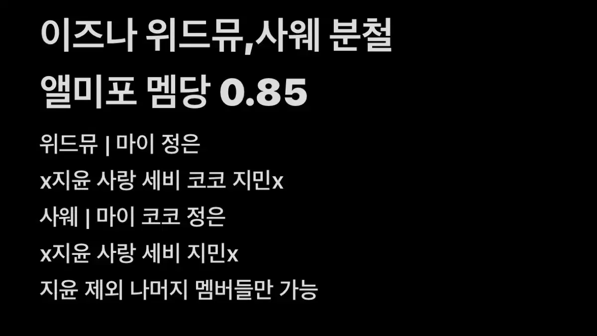 이즈나 위드뮤, 사웨 분철