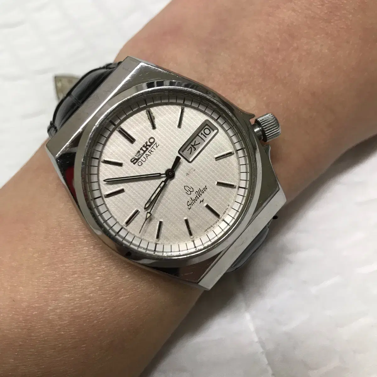 세이코 실버웨이브 데이데이트 쿼츠 시계 seiko silver wave