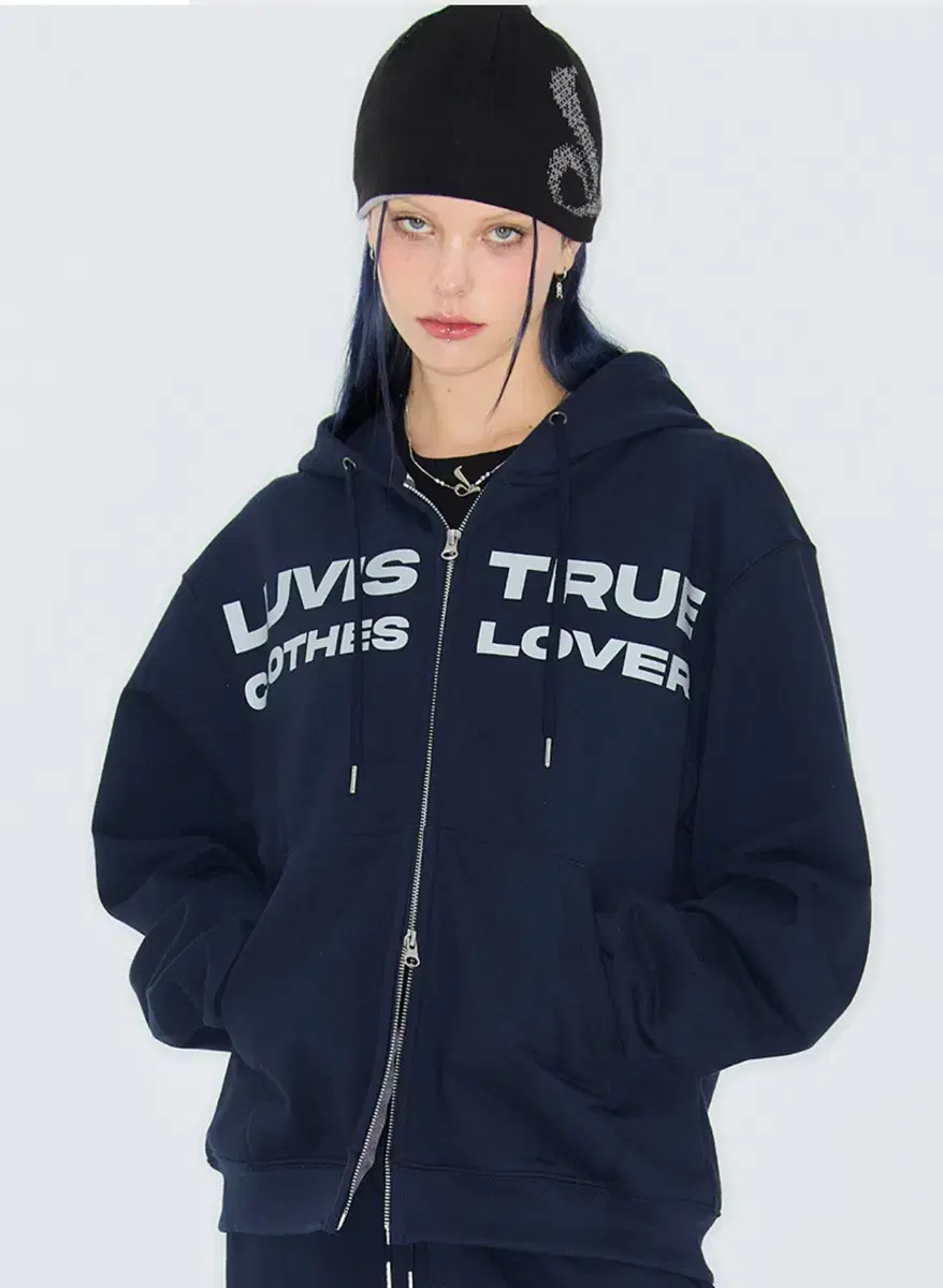 러브이즈트루 BASIC HOOD ZIP UP(NAVY)