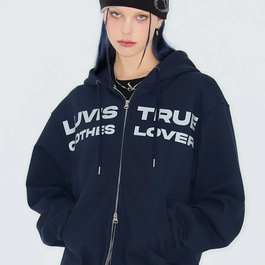 러브이즈트루 BASIC HOOD ZIP UP(NAVY)