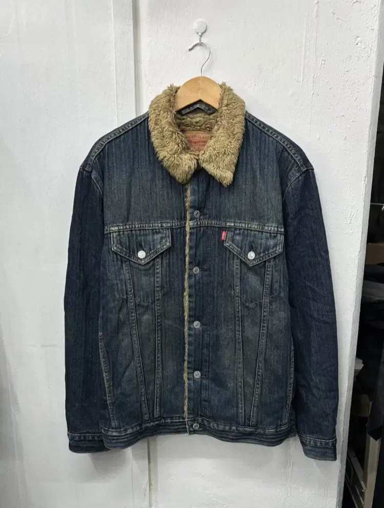 Levis 진청 데님 털 셔츠자켓 XL