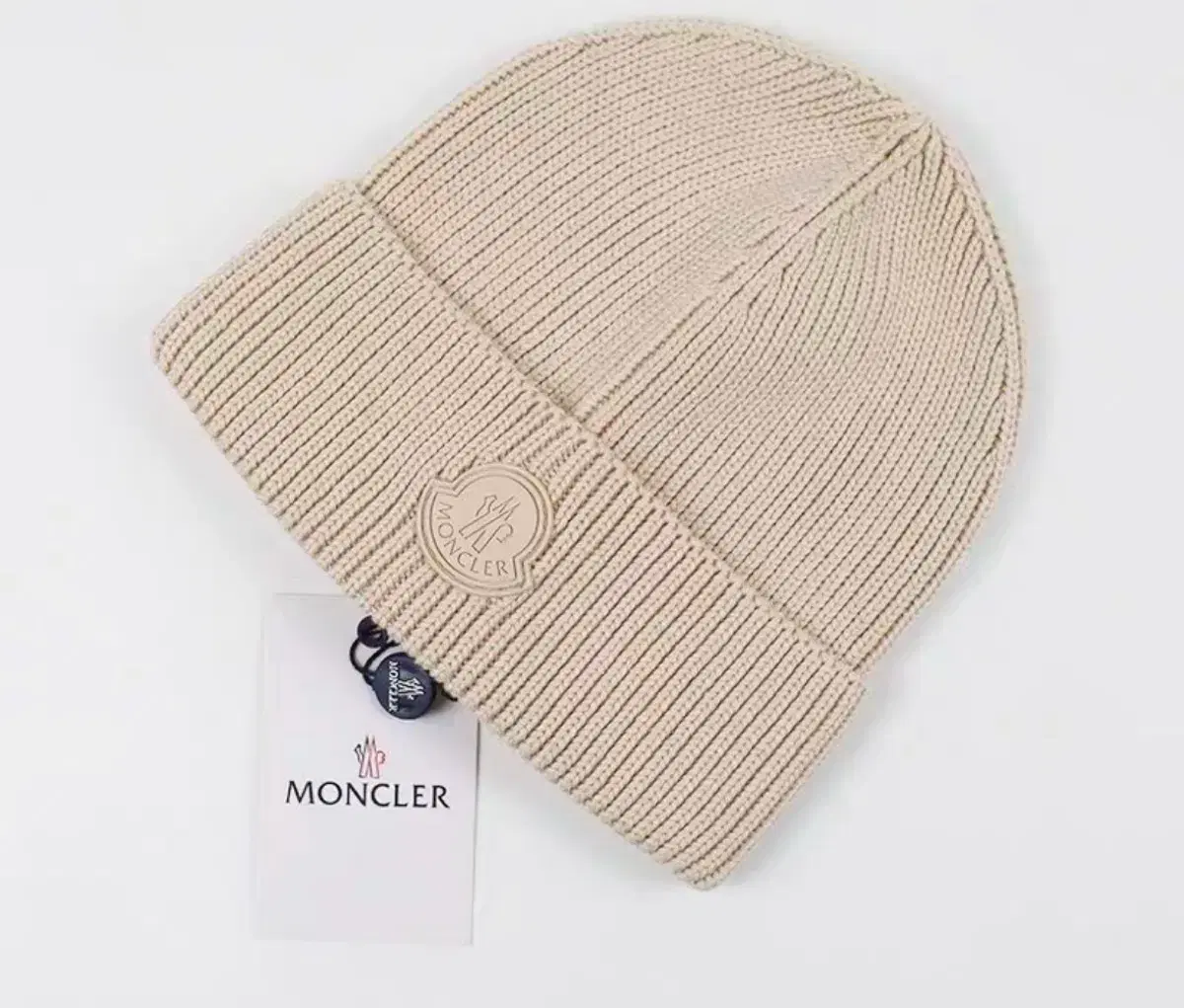 Moncler Beige Monogrammed Cotton Beanie