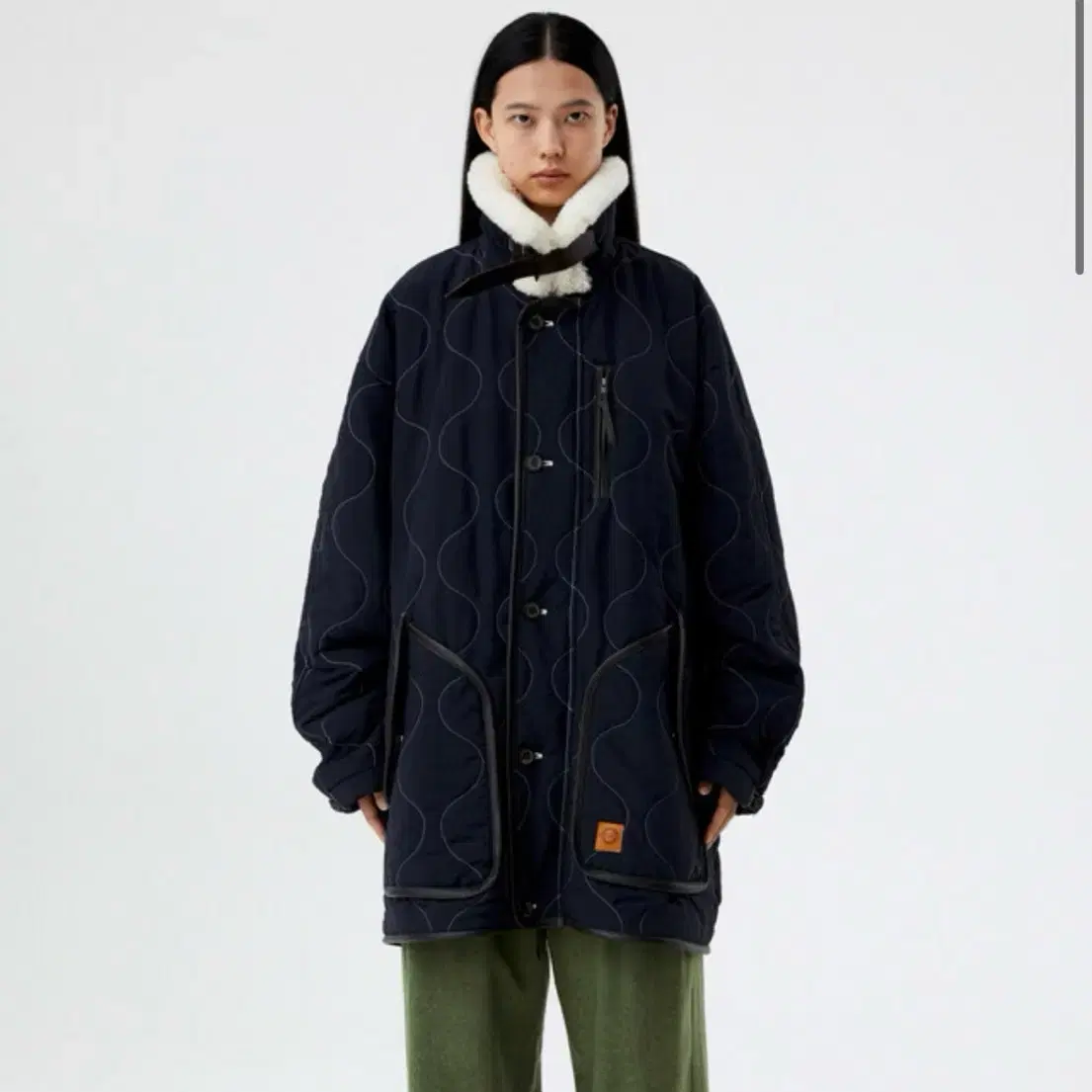 (L)런던 언더그라운드 Shearling collar long jacke