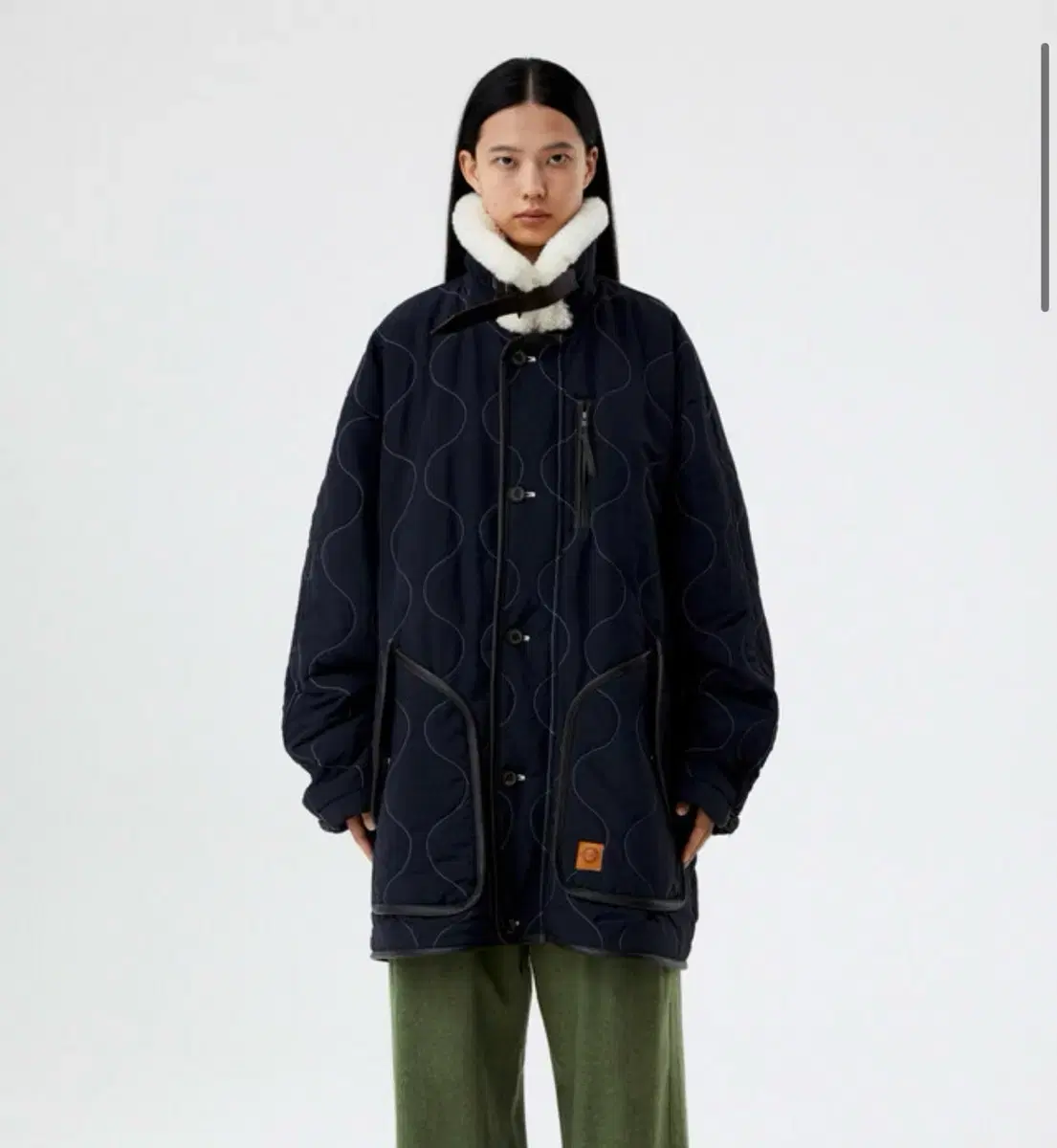 (L)런던 언더그라운드 Shearling collar long jacke