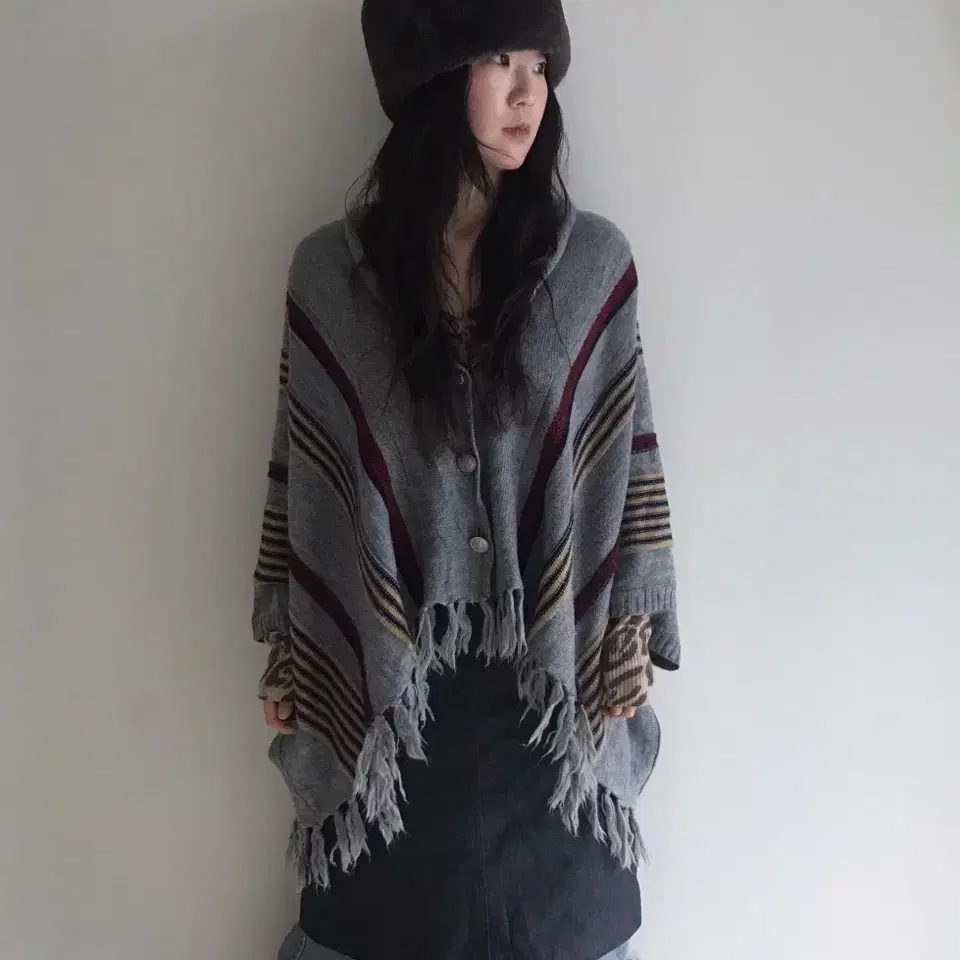 vintage stripe cape cardigan