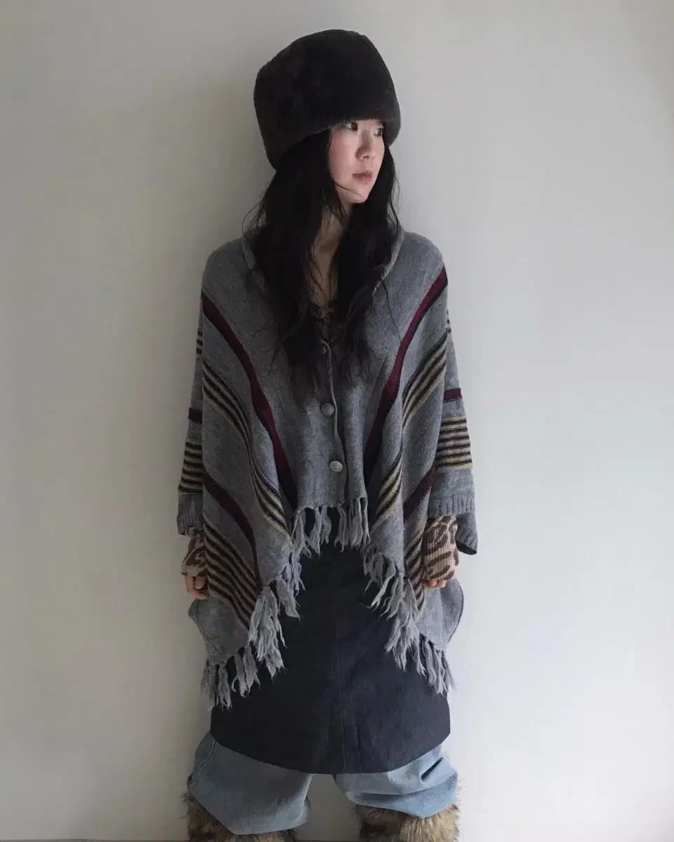 vintage stripe cape cardigan