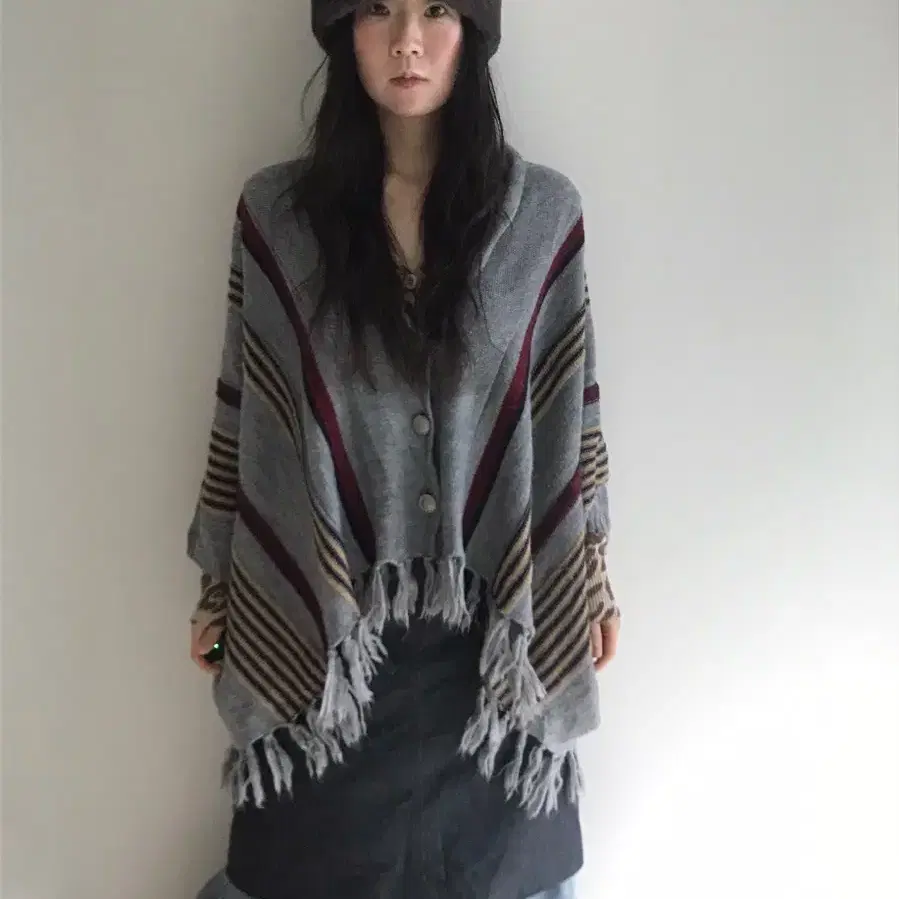 vintage stripe cape cardigan