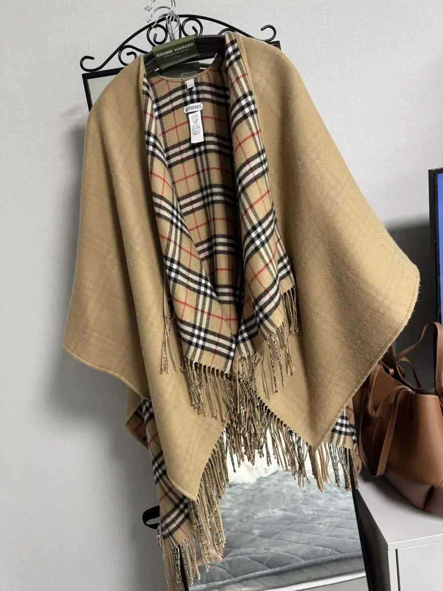 Burberry reversible check wool cape