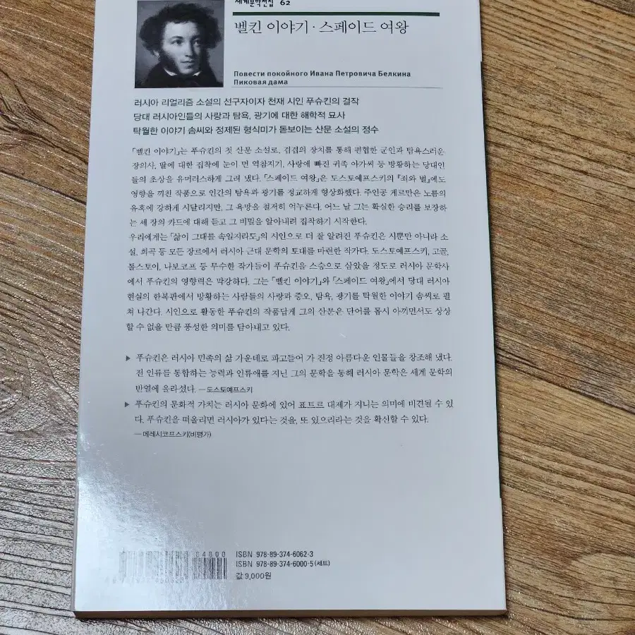 민음사 세계문학전집 벨킨 이야기 푸슈킨 푸시킨 러시아 문학