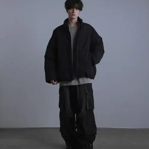 릴 재팬 24FW 700필파워 미디엄 코튼 하이넥 루즈 패딩 블랙 XL