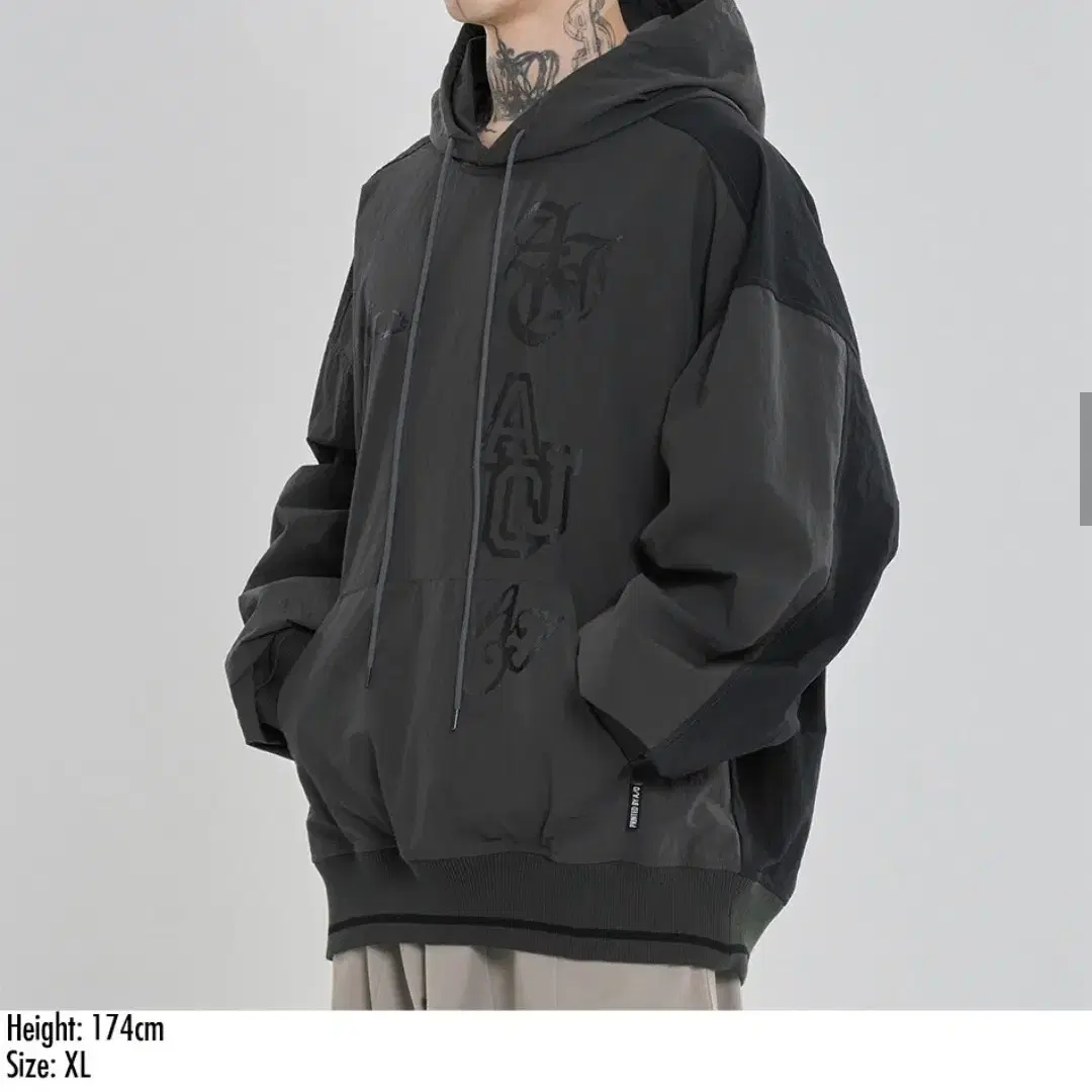 Total Logo Nylon Hoodie [CHARCOAL]