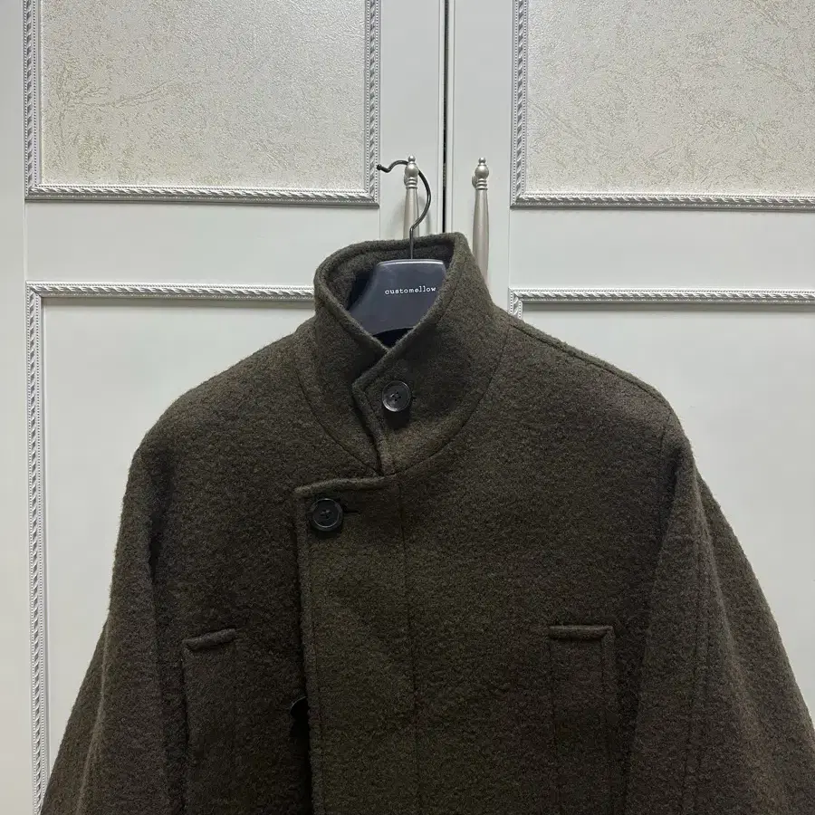 커스텀멜로우 Brown Wool Band Collar Coat