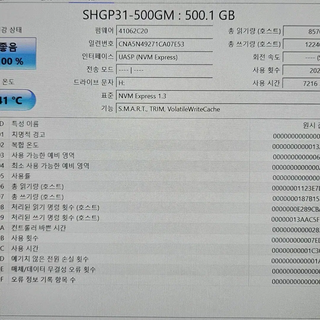 NVME SSD 500GB 하이닉스 P31