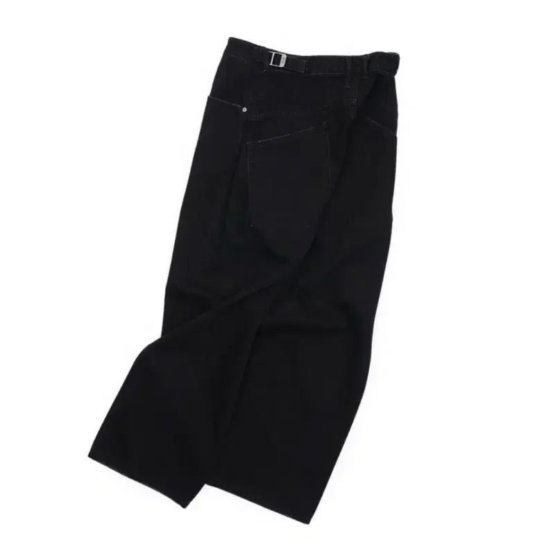 yiyae wide washed denim pants black L