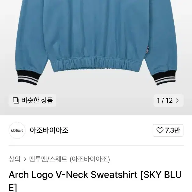 Arch Logo V-Neck Sweatshirt [SKY BLUE]