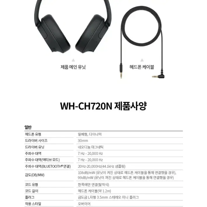 무배 미개봉 정품 소니 블루투스 헤드셋 WH-CH720N