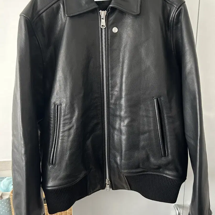 stussy leather flight jacket 스투시 레더 자켓 m