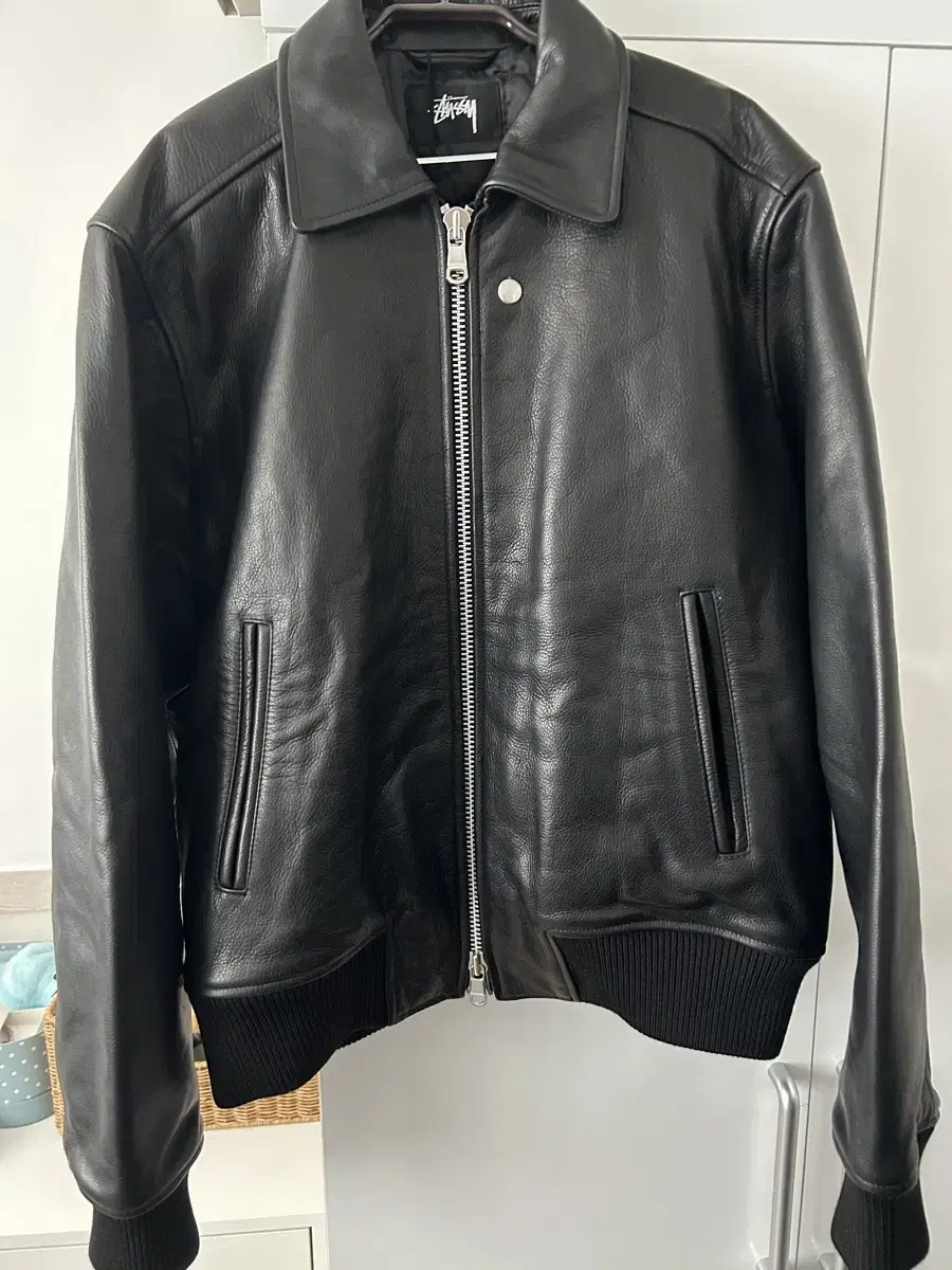 stussy leather flight jacket 스투시 레더 자켓 m