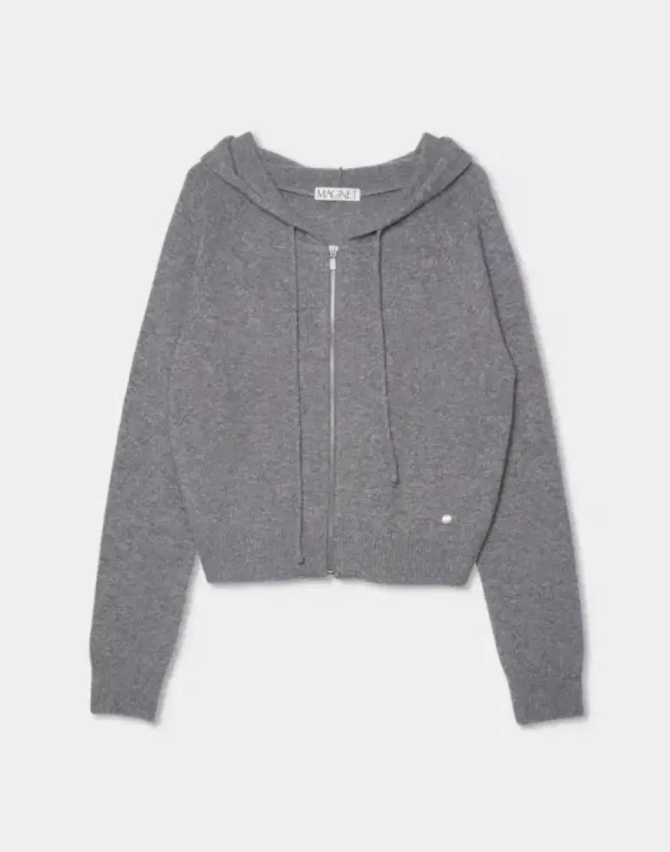 Magnet Cashmere knit hooded zip-up in gray