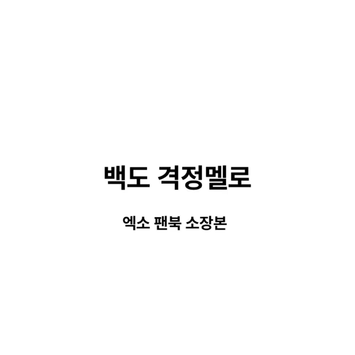 엑소 팬북 소장본 격정멜로 양도