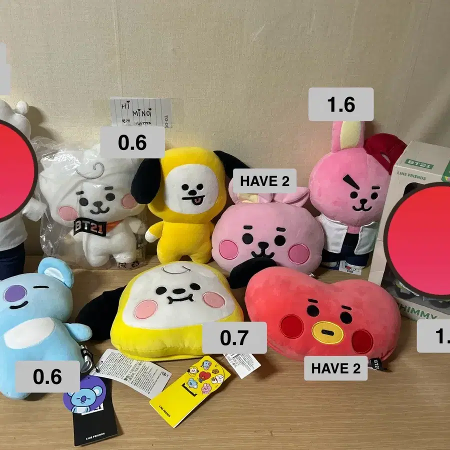 방탄 BTS BT21 DOLL 스탠딩 인형 쿠션 치미 타타 알제이 쿠키