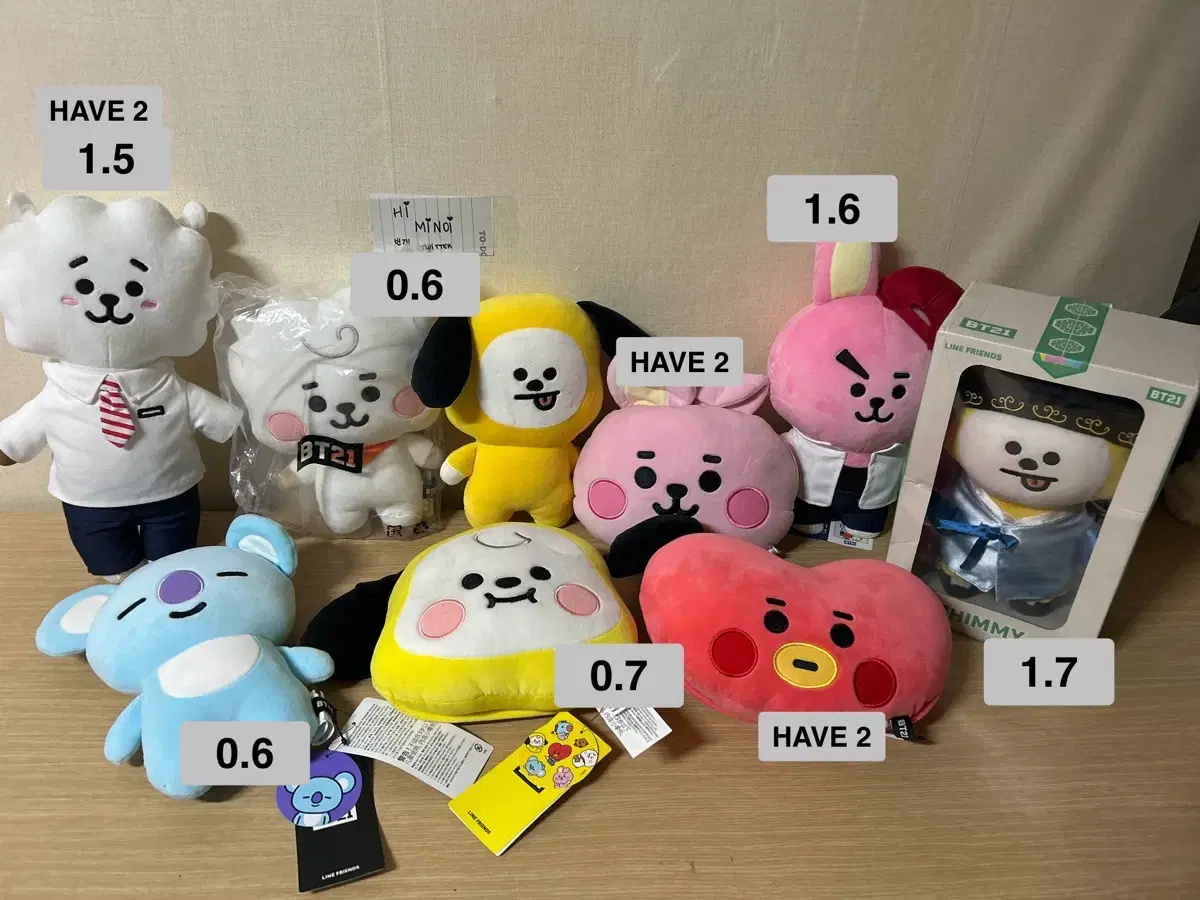 방탄 BTS BT21 DOLL 스탠딩 인형 쿠션 치미 타타 알제이 쿠키