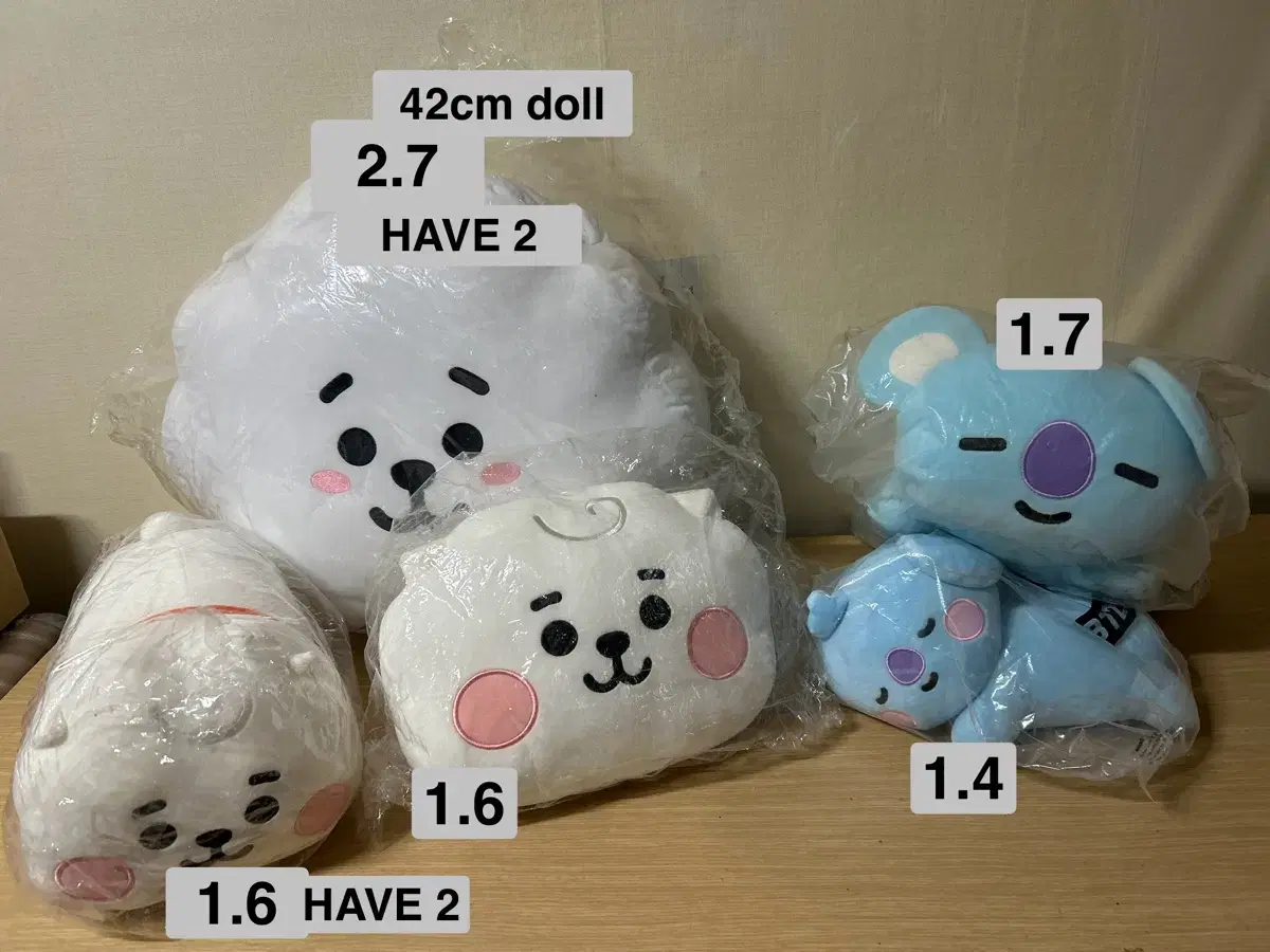 방탄 BTS BT21 DOLL 스탠딩 인형 42cm 30cm 쿠션 알제이