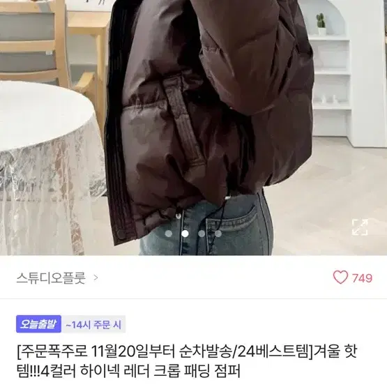 에이블리 레더 패딩 브라운