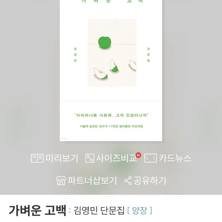 가벼운 고백 / 김영민 단문집 (이옥토 사과 책갈피 B품)