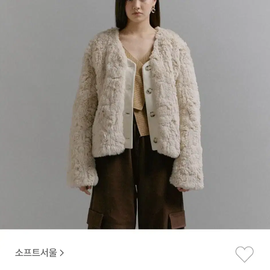 LEATHER MIX FUR JACKET 브라운 여자 퍼자켓