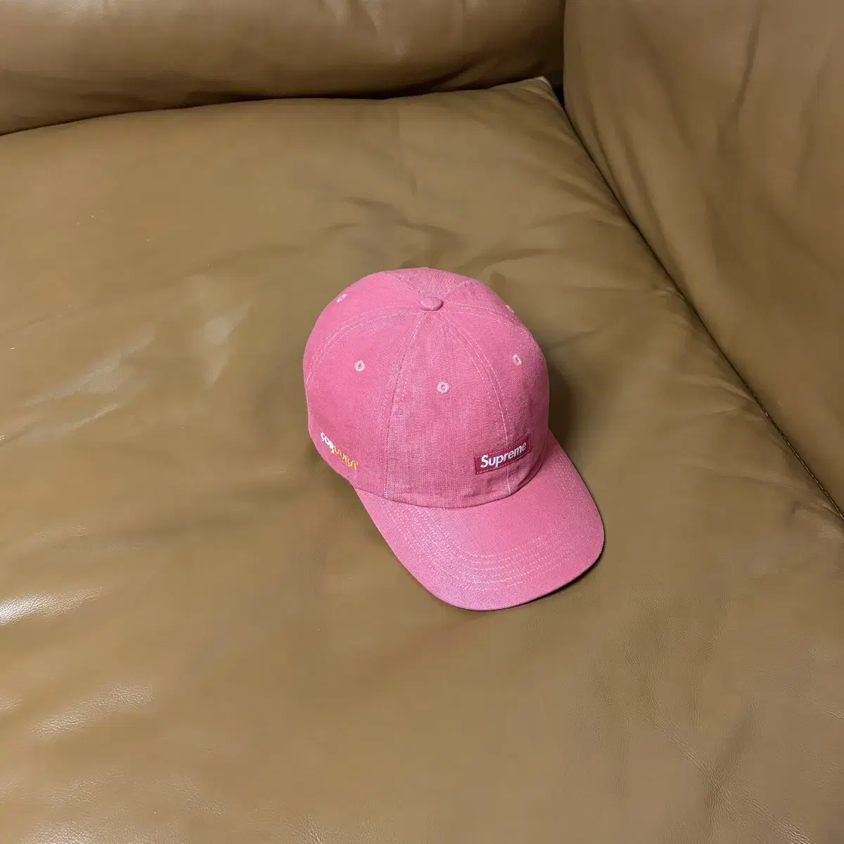 Supreme 슈프림 6패널 볼캡 모자 Washed Denim Pink