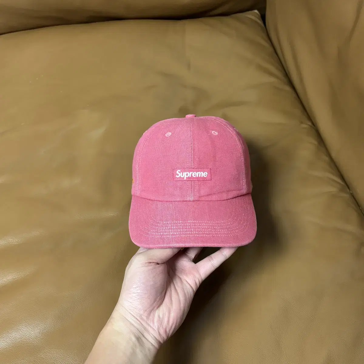 Supreme 슈프림 6패널 볼캡 모자 Washed Denim Pink