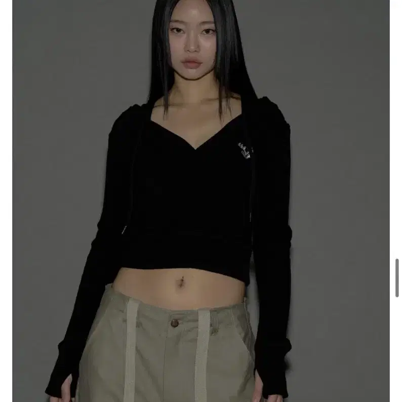 플리즈노팔로우 플노팔 deer Crop Hoodie Top 블랙