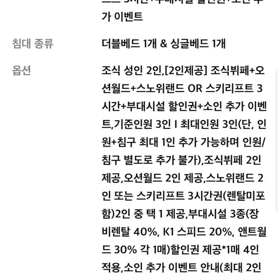 **내일!!! 홍천 비발디 소노캄 스키 스노위랜드 오션월드 포함 급매해요