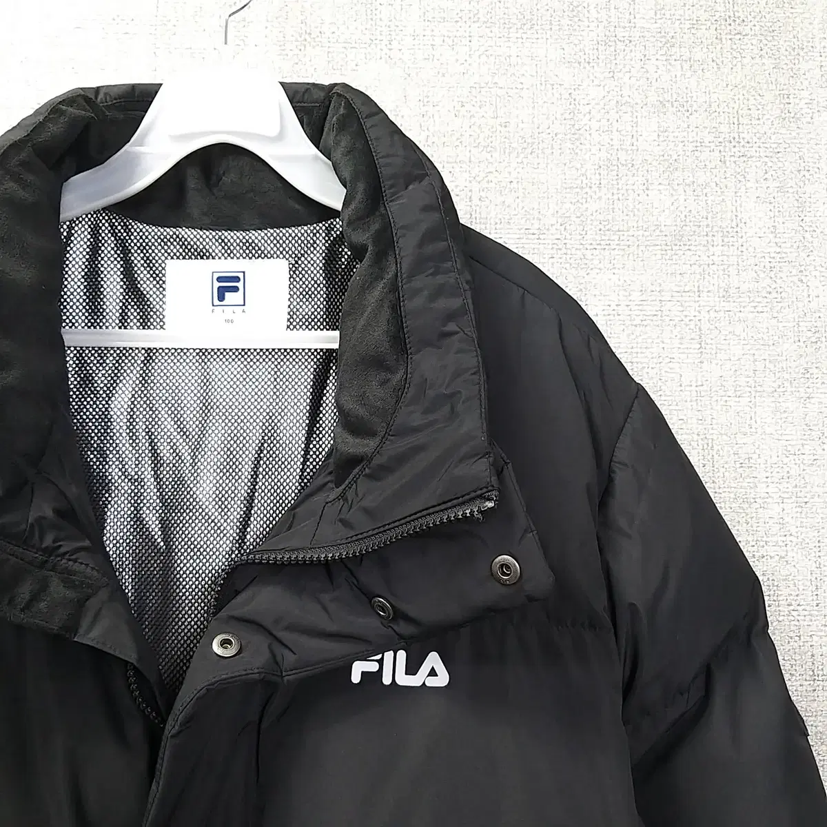 9. FILA 블랙 폴리다운 해비자켓 패딩 남성100