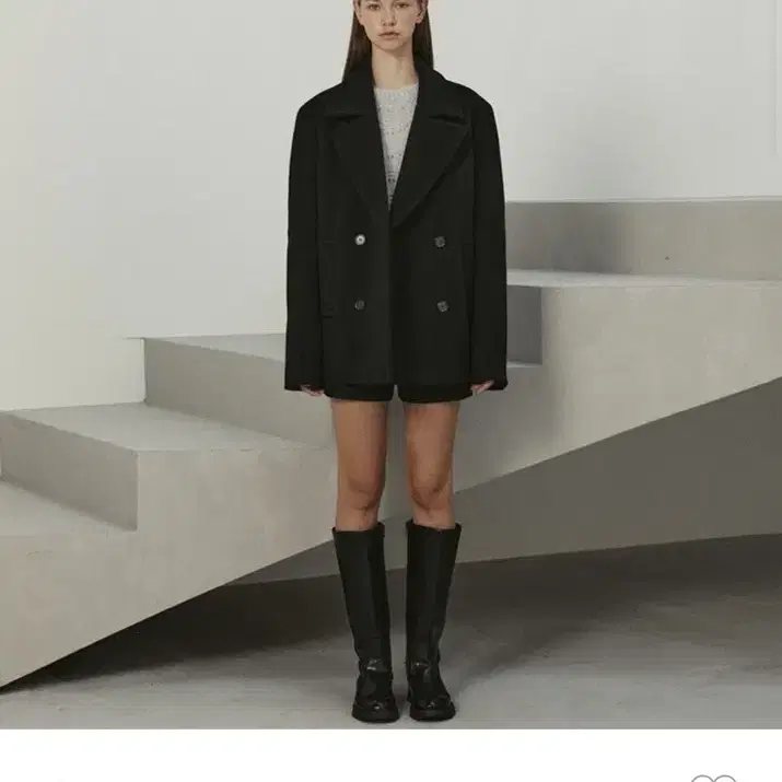 르 숏코트 brushed wool half coat (black)