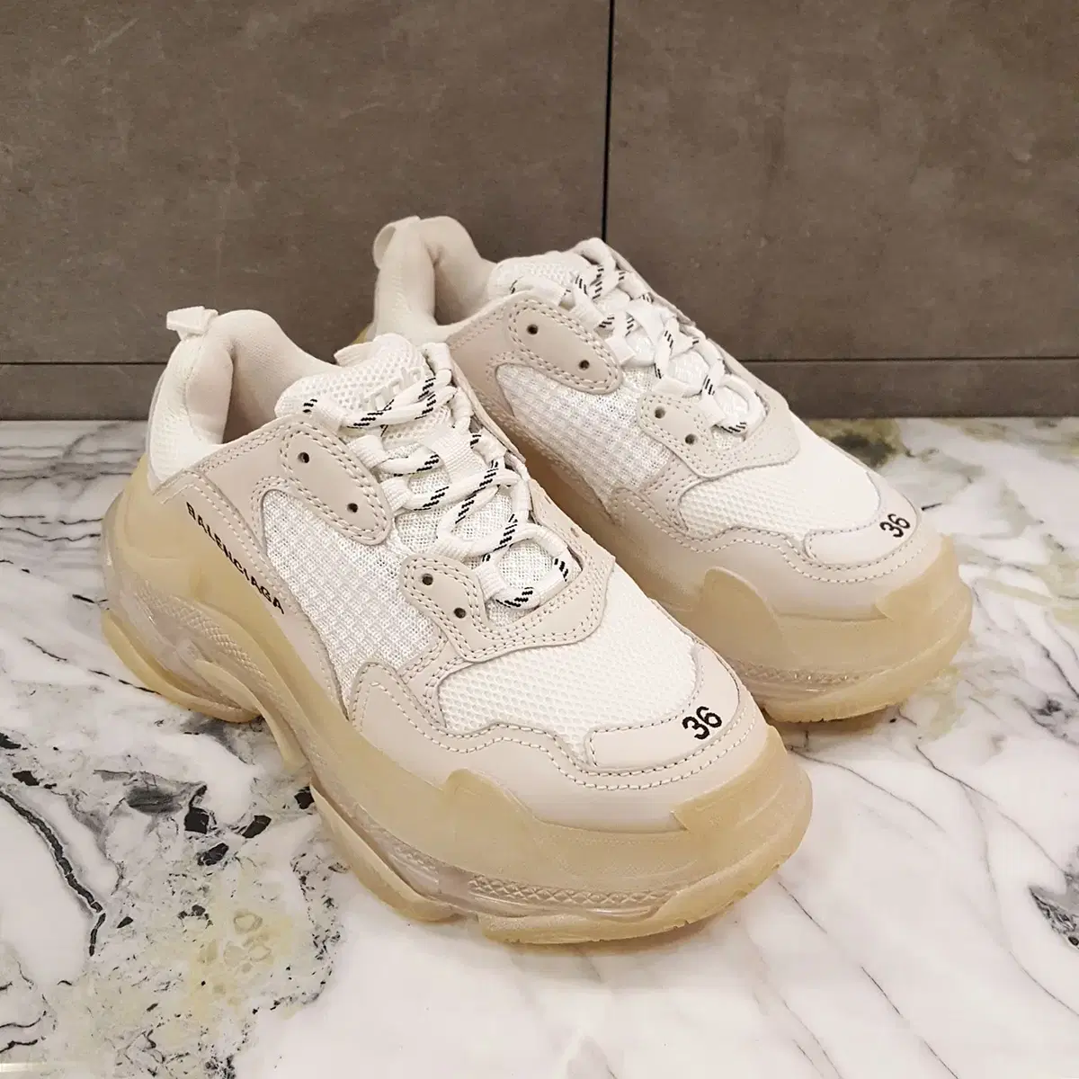 [S-Class] Balenciaga Triple S Clear Sole White 36