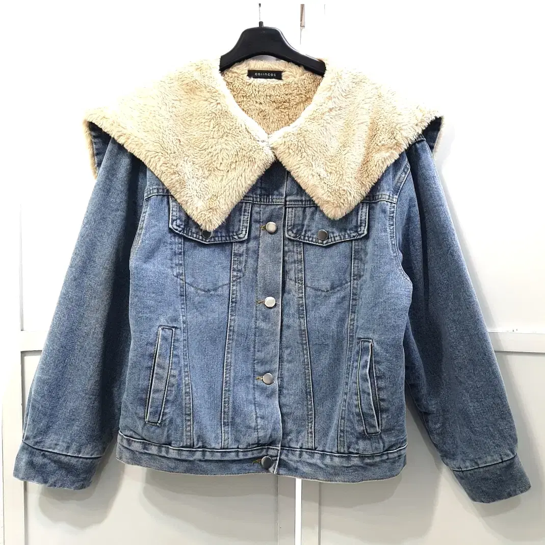 Coincoz Faux Leather Denim Jacket