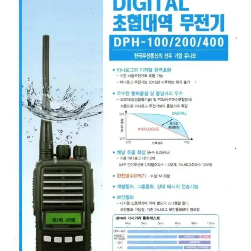 UNIMO  산업용 무전기DPH-400  1개남음